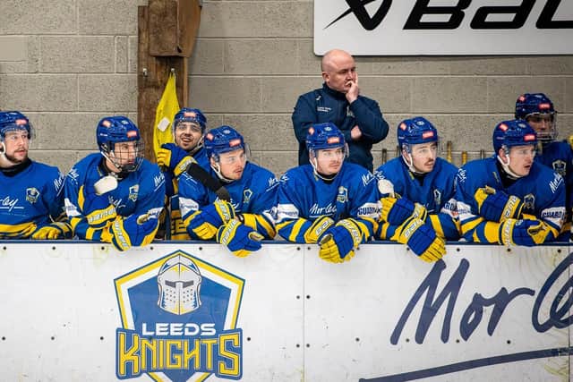 FOCUS: Leeds Knights' head coach Ryan Aldridge with his players. Picture: Ben Gordon/Knights Media.