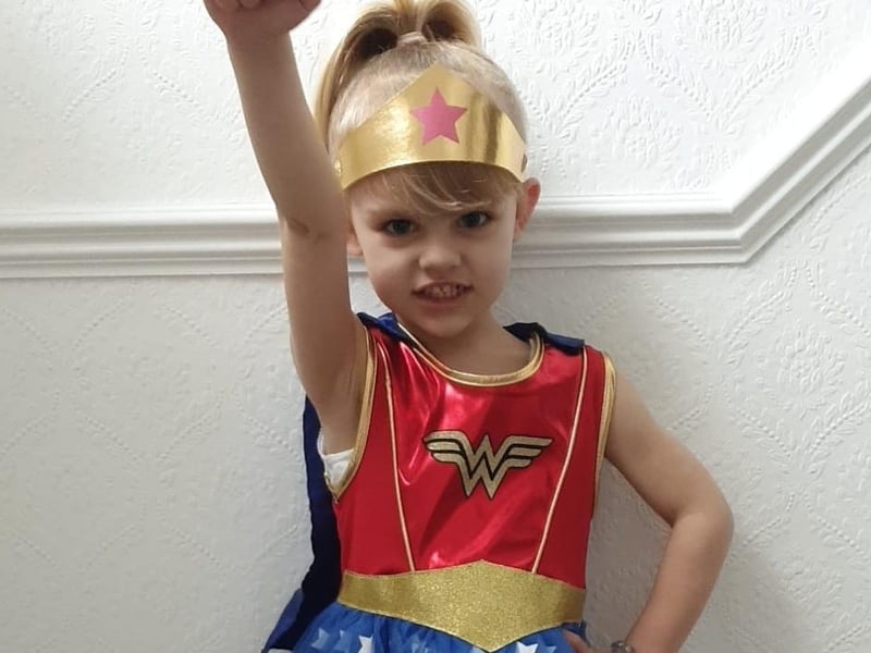 Joanne Austin posted this image of her three-year-old daughter, Phoebe. "Super hero day for my little girl - wonder woman," she writes.