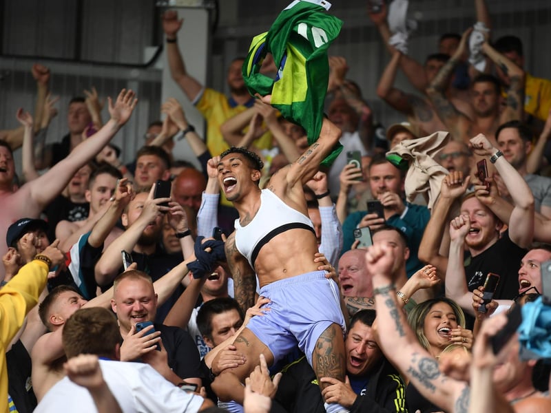 An unknown quantity upon arriving in England, Raphinha quickly made a name for himself at Leeds, subsequently earning a transfer to Barcelona - but only after saving the club from relegation, celebrating in the stands and walking the length of the pitch on his knees. Iconic, and perhaps the most talented player on this list. (Photo by Alex Davidson/Getty Images)