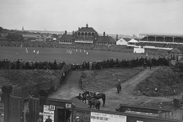 A view of the Third Test between England and Australia at Headingley over three days in July 1926.
