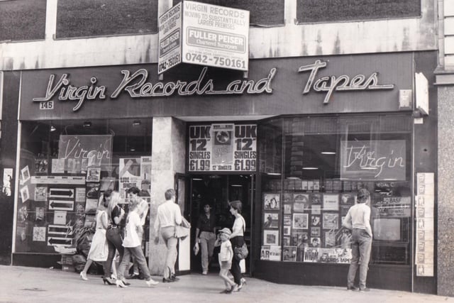 August 1984 and Virgin Records were on the move in Briggate to create what was likely to be their largest store outside London. They revealed plans to move from their existing location, pictured, near the junction of Briggate and Duncan Street.