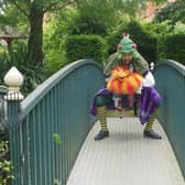 Tricky the Troblin with his puppet pal Chomper the Dragon awaits at the Enchanted Fairy Forest