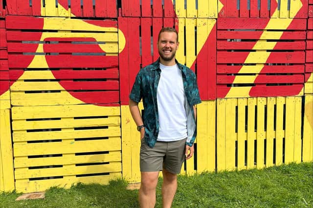 Aaron Walker pictured at Leeds Festival after losing weight (Photo by Slimming World/Paul Buller)