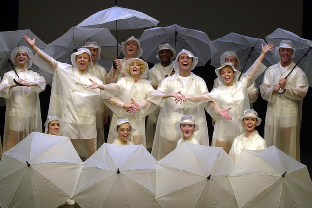 The cast of Singing in the Rain, pictured at the West Yorkshire Playhouse, Leeds, on December 10, 2001.