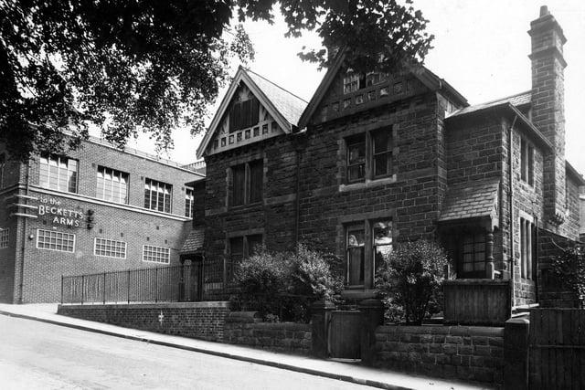 The south east side of Monk Bridge Road pictured in July 1946. Behind is the Beckett's Arms public house on Meanwood Road.