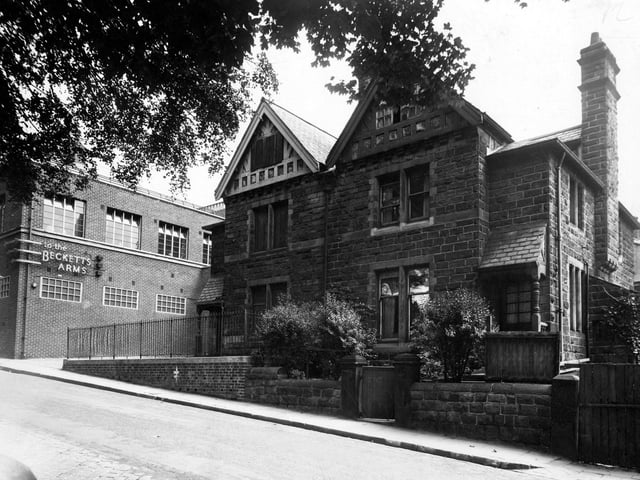 The south east side of Monk Bridge Road pictured in July 1946. Behind is the Beckett's Arms public house on Meanwood Road.