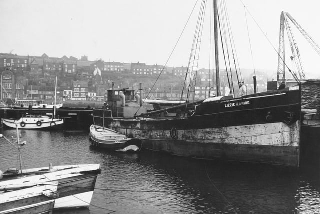The 85 year old vessel Lizzie and Annie in Whitby Harbour in February 1962.