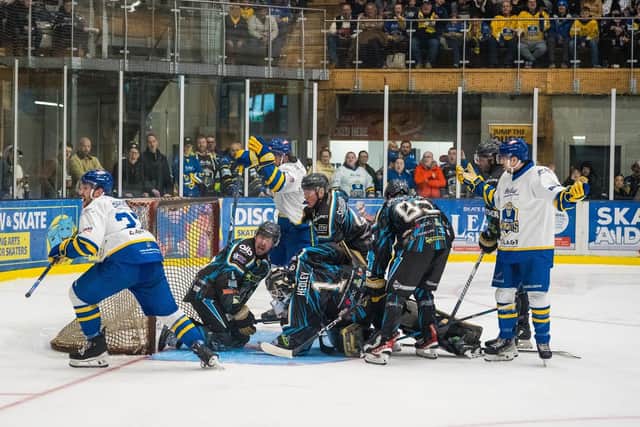 WE MEET AGAIN: Leeds Knights take on Milton Keynes Lightning in the NIHL National play-off semi-finals. Picture: Jacob Lowe/Knights Media.