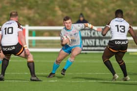 Joe Hird in lower grade action for Rhinos against Bradford Bulls. Picture by Craig Hawkhead/Leeds Rhinos.