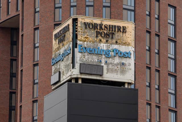 The YEP/ YP Clocktower at the former offices on Wellington Street, Leeds. Photograph by Tony Johnson.