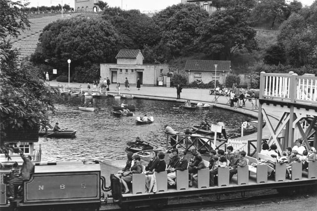 A busy Peasholm Park in August 1966.