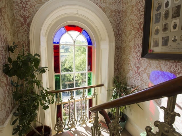A large feature window has views right over the valley.