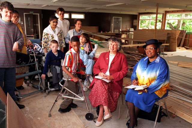 Roundhay Labour councillors, Doreen Lewis and Jean White, (right),  take a seat in  a classroom which was being built at John Jamieson School in Oakwood in June 1996. They donated money from their allowance from the Ward Scheme to fund the project.