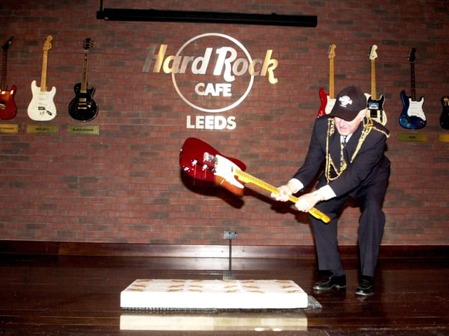 The Lord Mayor of Leeds, Bryan North, officially opened the Cafe in December 2002 by smashing a guitar.