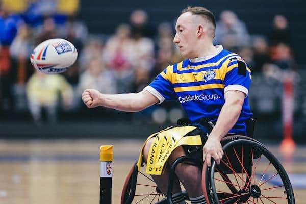 Nathan Collins attempts a conversion for Rhinos in their Grand Final defeat by Wigan. Picture by Alex Whitehead/SWpix.com.