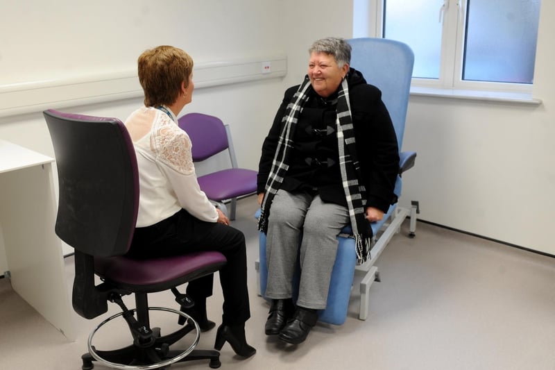 Pictured in a consultation room is patient Patricia Oxley, who said: “I think it [the clinic] looks marvellous now. It’s so spacious and light. It has better disabled access and is more comfortable in the waiting area. It was a privilege to reopen Seacroft Clinic.”