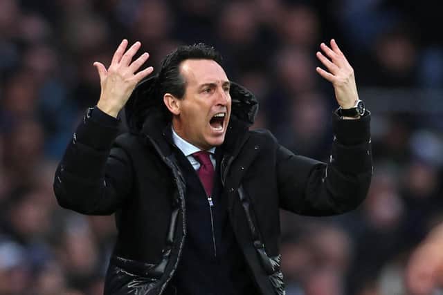 INJURY BLOWS: For Aston Villa boss Unai Emery. Photo by ADRIAN DENNIS/AFP via Getty Images.