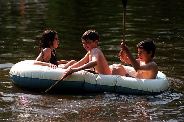 Children from St Saviours C of E Youth Group in Richmond Hill enjoy the heatwave during their summer camp at the Lido Caravan Park, near Knaresborough in April 1997. Pictured, from left, are Claire Bamber, Dale Henderson and Craig Bamber.