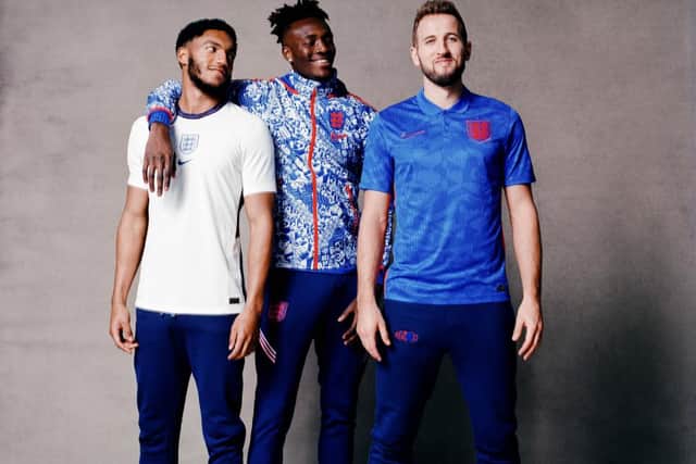 The latest kits were modelled by Joe Gomez, Tammy Abraham and Harry Kane (Nike)