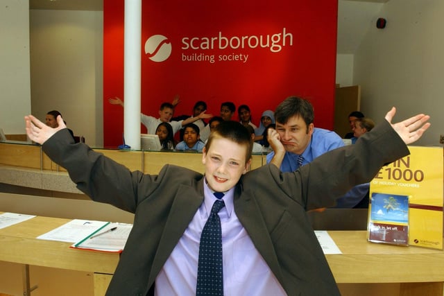 Donald Whyte (11) from Rosebank Primary took over from branch manager Jonathan Jackson in the Leeds branch of the Scarborough Building Society as school children took over for the day.