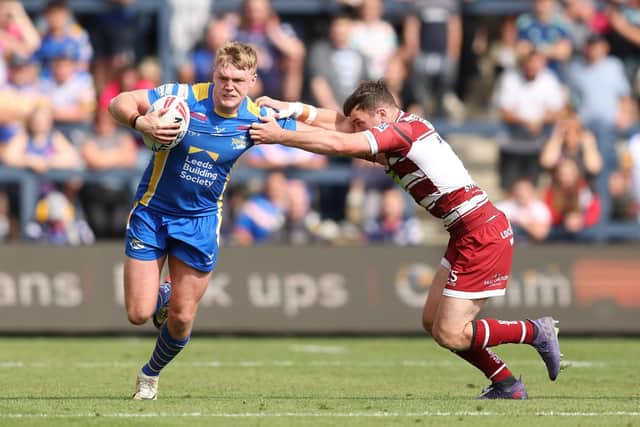 James McDonnell in action for Leeds Rhinos in last season's Headingley win against his hometown club Wigan Warriors. Picture by John Clifton/SWpix.com.