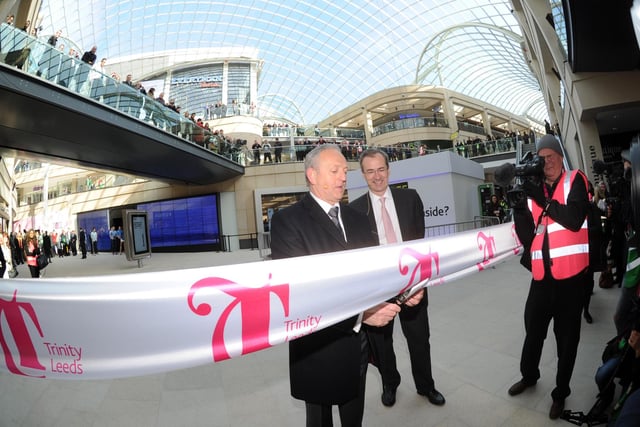 Coun Keith Wakefield, who was leader of Leeds City Council, cut the ribbon to declare Trinity Leeds open.
