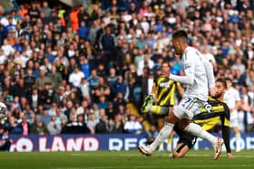 CALM: Joel Piroe fires Leeds United back in front and en route to victory in Saturday's Championship clash against Bristol City at Elland Road with a composed finish for his fifth goal in a Whites shirt. Photo by Tim Markland/PA Wire.