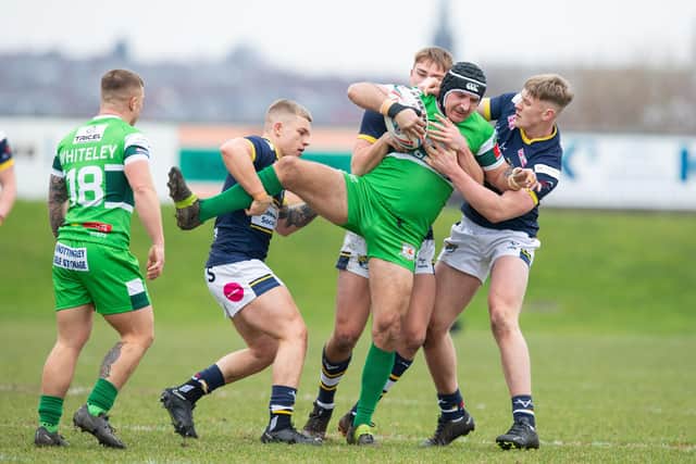 Michael Knowles, seen in pre-season action against Leeds, impressed in Hunslet's win over North Wales. Picture by Craig Hawkhead.