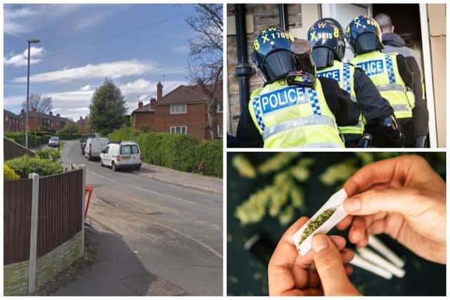 Police raided the property on Hollin Park Crescent and found 4.7kgs of cannabis. (library pics by Google Maps / National World)