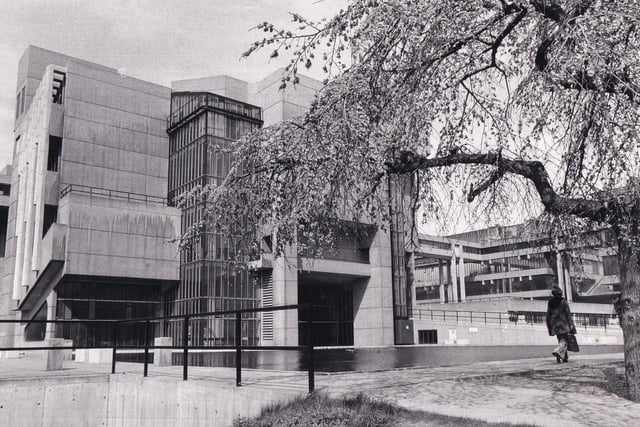 The new lecture theatre at Leeds University pictured in April 1975.