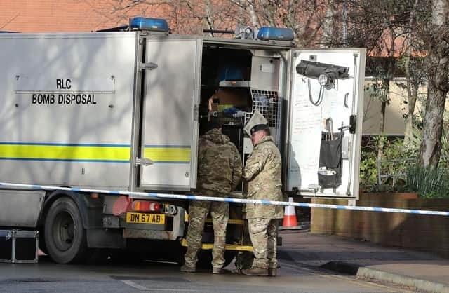 The bomb disposal team at St James' Hospital last Friday.  Image: Ben Lack/PA Wire