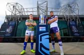 Rival captains George Williams, of Warrington Wolves and Wakefield Trinity's Mike McMeeeken with the Betfred Super League trophy ahead of Saturday's Grand Final at Old Trafford. Picture by Allan McKenzie/SWpix.com.