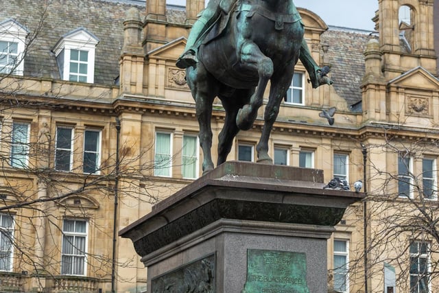 Has been pointing the way in City Square since 1903. The bronze sculpture was so huge it had to be cast in Belgium, as there was no foundry in Britain large enough - and be towed into Leeds by canal boat.