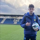 Sonny Perkins poses with the matchball after England Under-19s' 6-0 win over Georgia