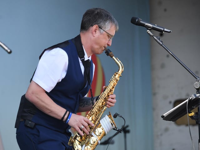 Will Forrester Smooth Sax on the main stage at Harrogate Food Festival at Ripley Castle. (Picture Gerard Binks)