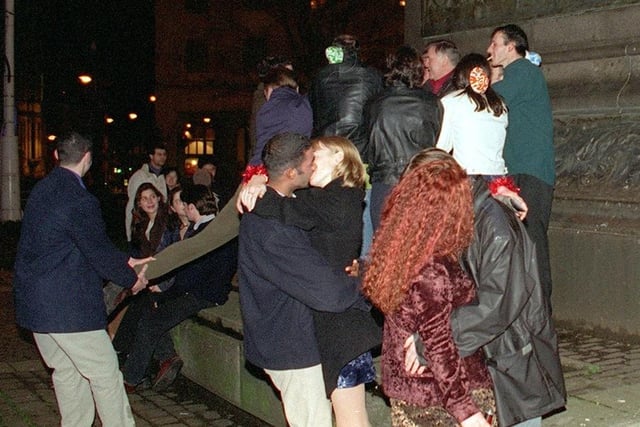 New Year's Eve revellers celebrate in City Square in 1998.