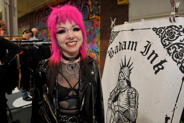 Rosie Lowery, of Beeston, with tattoo prints from Haunted in London.