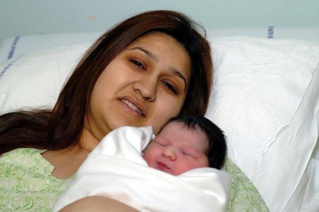 Taseem Ayub of Beeston with her bundle of joy born at the Clarendon Wing in Leeds General Infirmary on Christmas Day 2004.