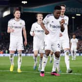 JIG: Luis Sinisterra celebrates putting Leeds United 2-1 up. Photo by Alex Livesey/Getty Images.
