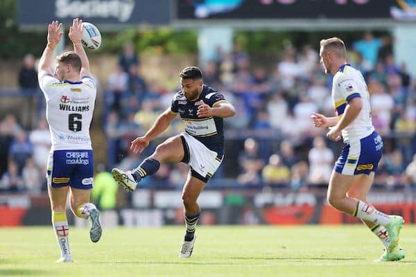 Rhyse Martin, seen in action against Warrington, has been one of Rhinos' most consistent players this year. Picture by John Clifton/SWpix.com.