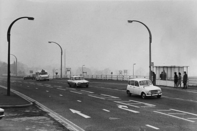 The main road into Airedale General Hospital pictured in December 1972.