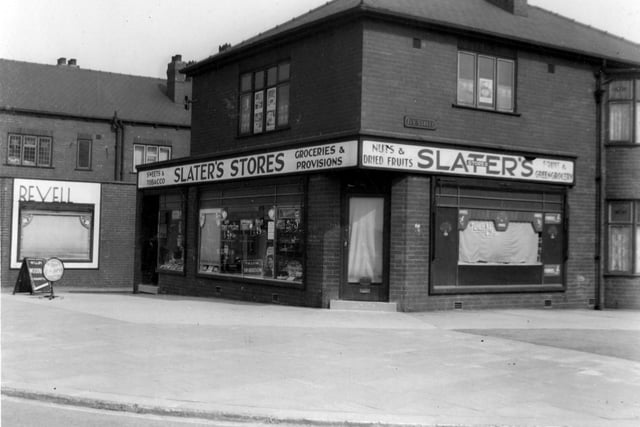 York Road at the junction of Ivy Street which is Slater's Store. On the left is Charles Revell, butcher. Pictured in May 1938.