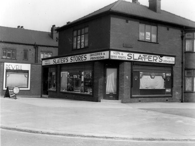 York Road at the junction of Ivy Street which is Slater's Store. On the left is Charles Revell, butcher. Pictured in May 1938.