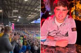 Leeds United fans at Elland Road pictured during the minute's applause in memory of supporter Luke Miller, right, who died on Boxing Day in Tadcaster.