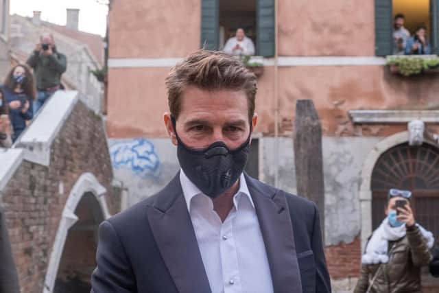 Cruise arriving on set during the shooting of Mission impossible 7 in Venice in October (Photo: Stefano Mazzola/Awakening/Getty Images)