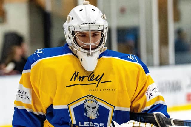 FUTURE PLANS: Leeds Knights' goaltender Harrison Walker will enjoy more ice time this season, as he works on a two-way deal with Widnes Wild. Picture: Oliver Portamento.