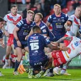 Daryl Clark scores for St Helens in last week's win over Leeds Rhinos. Picture by Olly Hassell/SWpix.com.