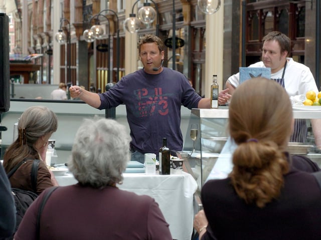 Seafood chef and restaurateur Mitchell Tonks held a cookery demonstration outside Harvey Nichols in June 2004.