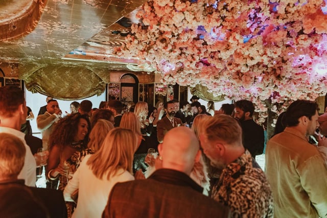 Guests were the first to experience the luxurious interiors of the venue, with features including a striking gold bar, signature luminous green agate flooring and a photo-worthy cherry blossom tree, spanning the main restaurant.