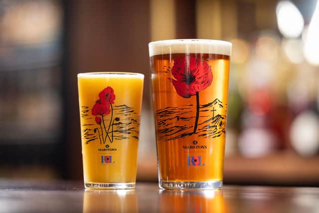 Limited-edition poppy pint glasses designed by Colin Waite